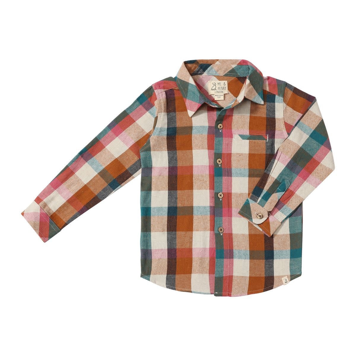 Me & Henry Boy's Linen Woven Plaid L/S Shirt