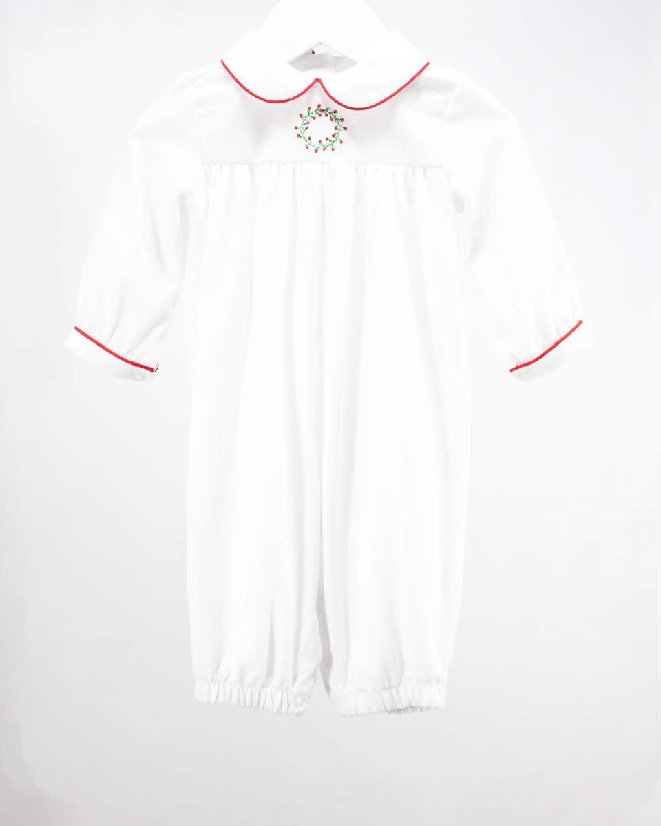 Baby Blessings Christmas Wreath Boy Romper