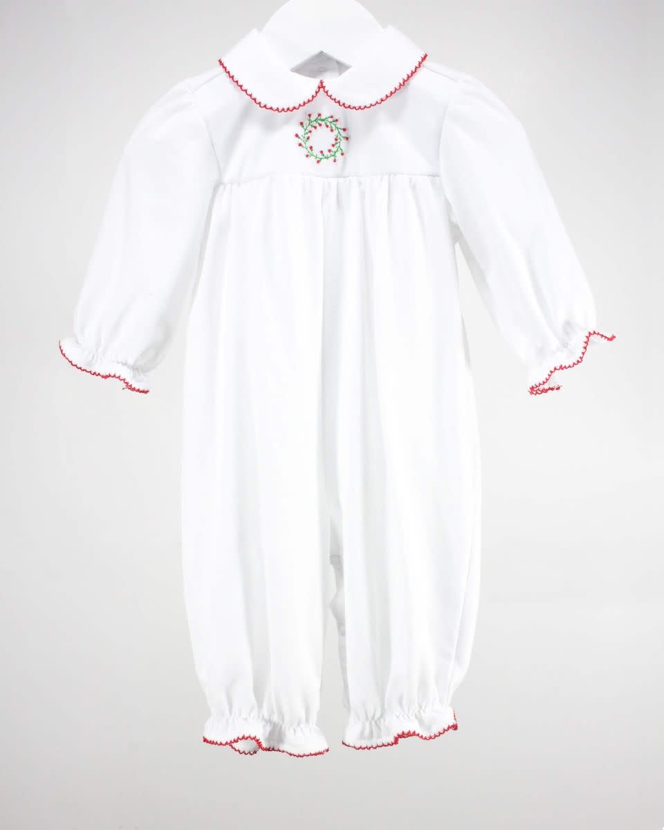 Baby Blessings Christmas Wreath Baby Girl Romper