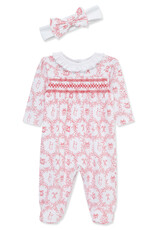 Little Me Festive Toile Footie w/Headband