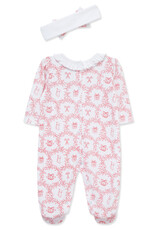 Little Me Festive Toile Footie w/Headband