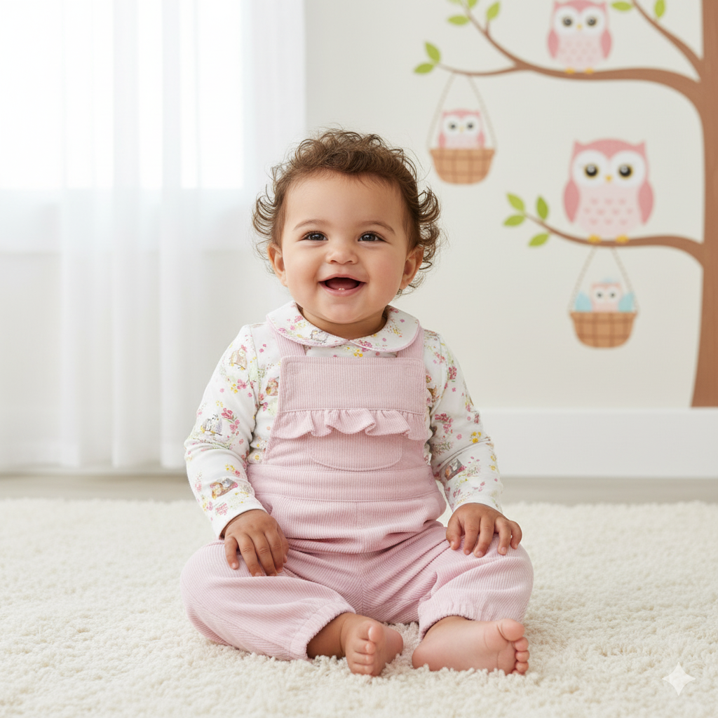 Angel Dear Yoke Ruffle Corduroy Overalls