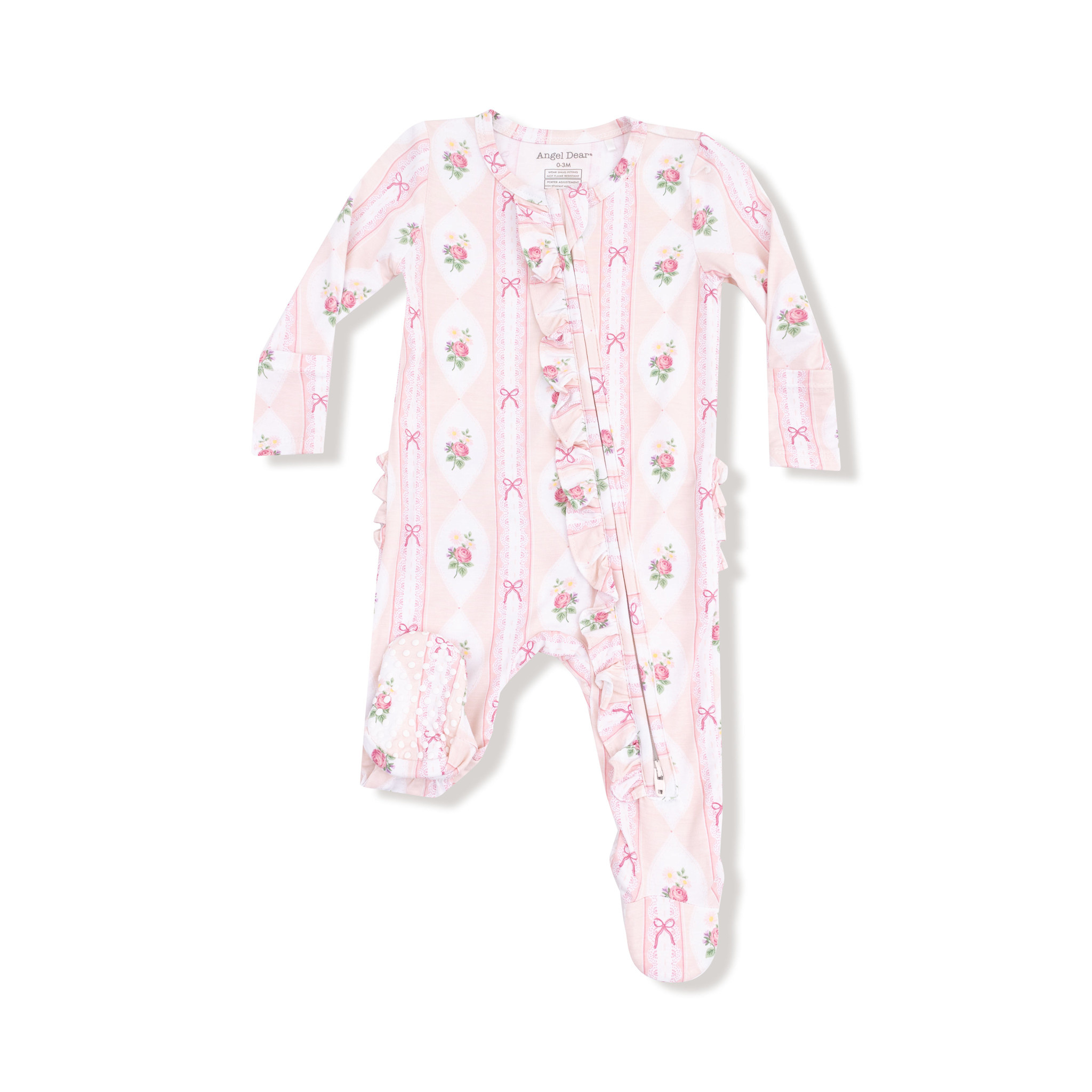 Angel Dear Baby Girl Bamboo Ruffled Footie Pj