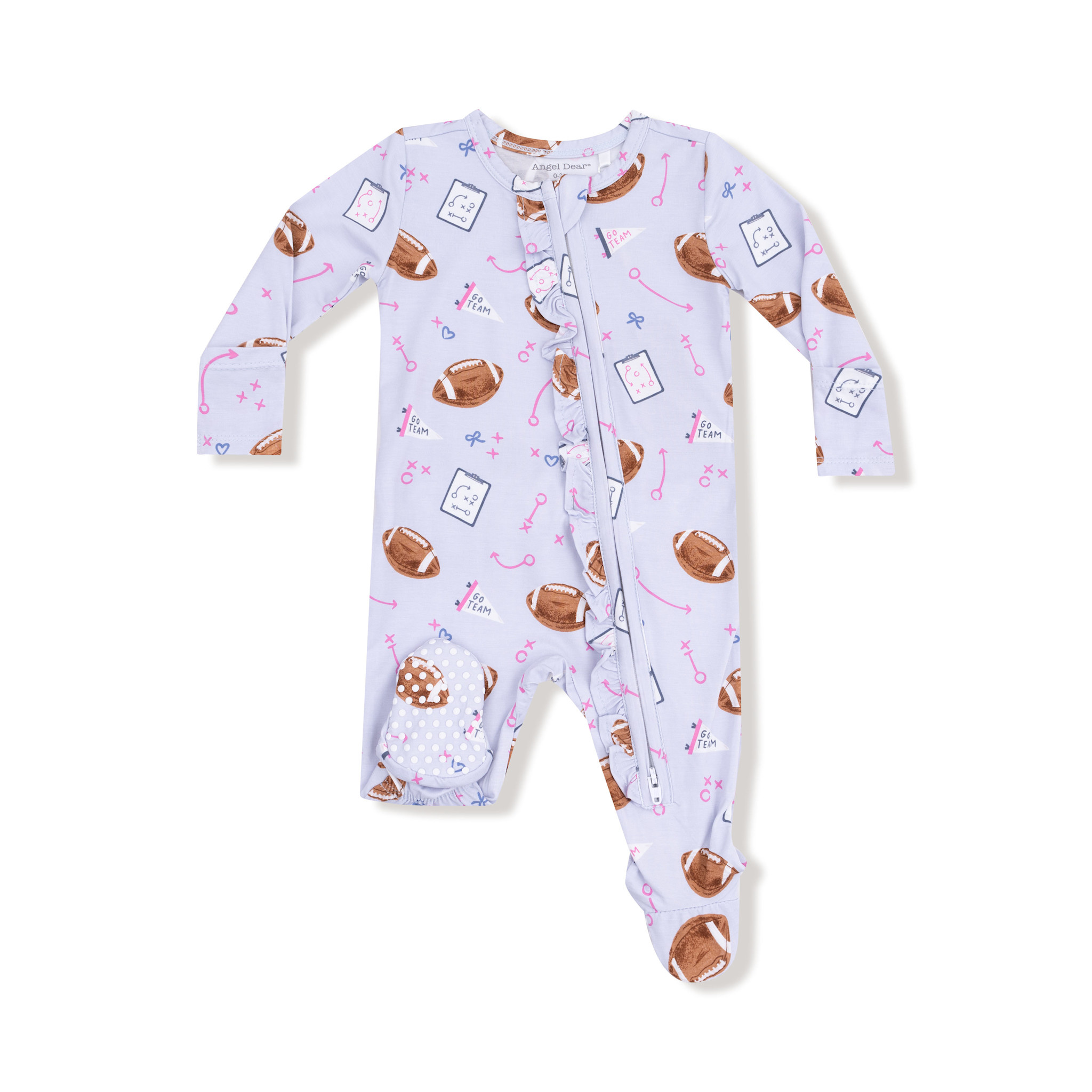 Angel Dear Baby Girl Bamboo Ruffled Footie Pj