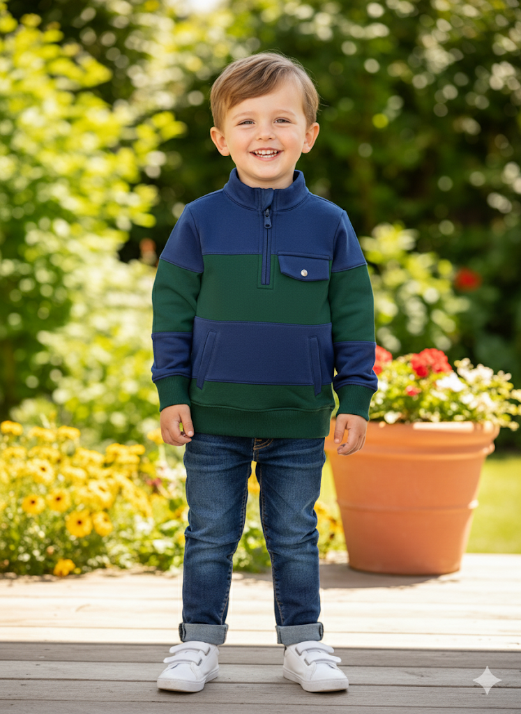 Coolybri Boy's Quarter Zip Rugby Pullover