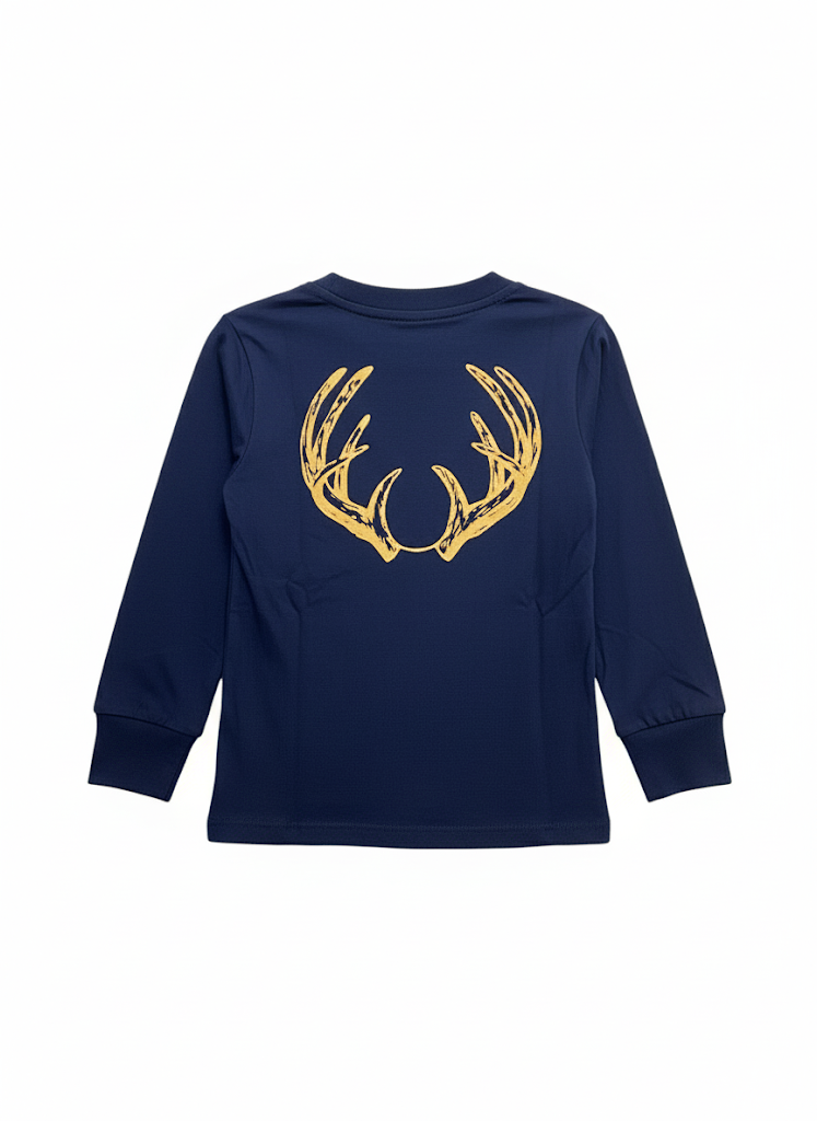 Coolybri Boy's Graphic Antler Pocket L/S Tshirt