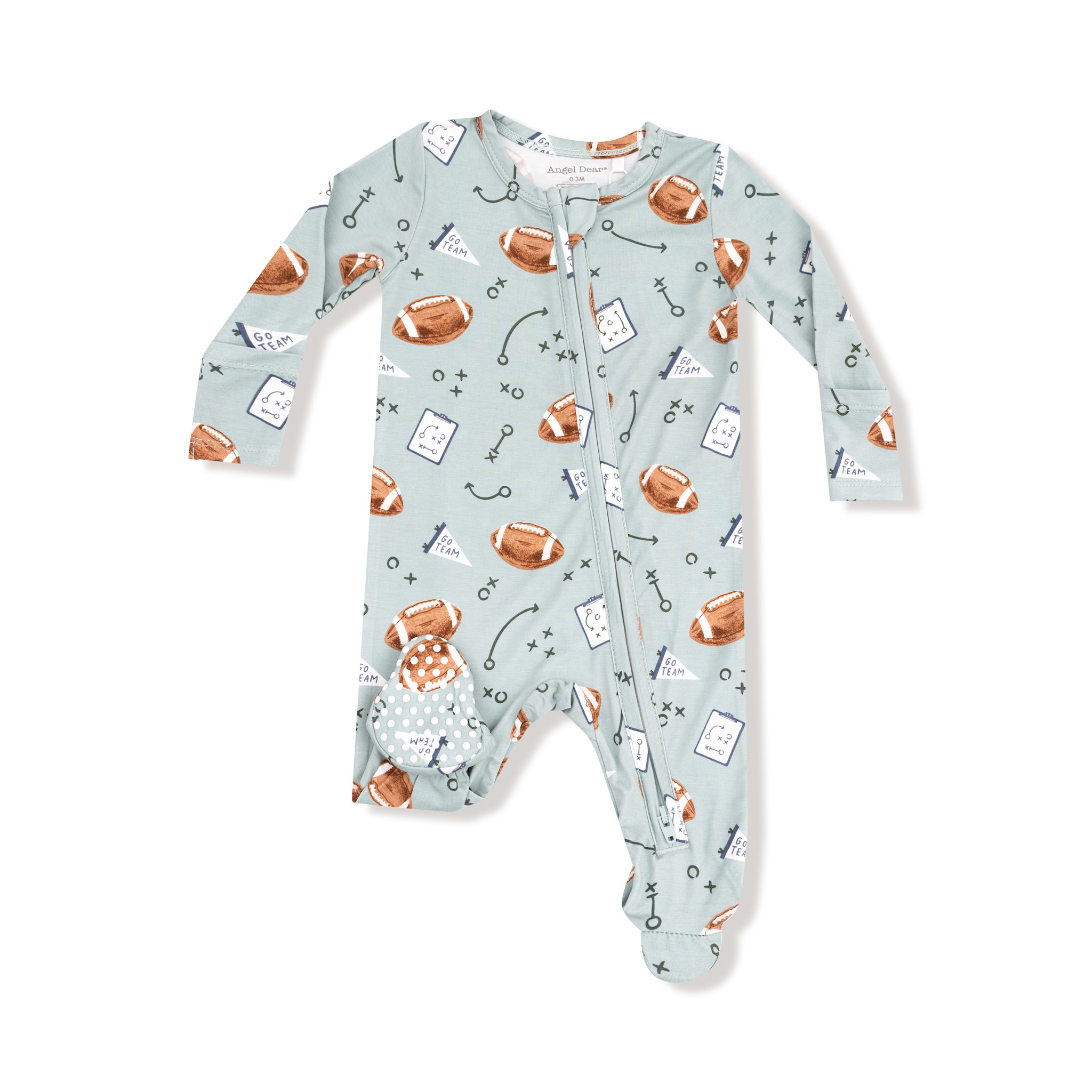 Angel Dear Baby Boy Bamboo 2-Way Zip Footed PJ