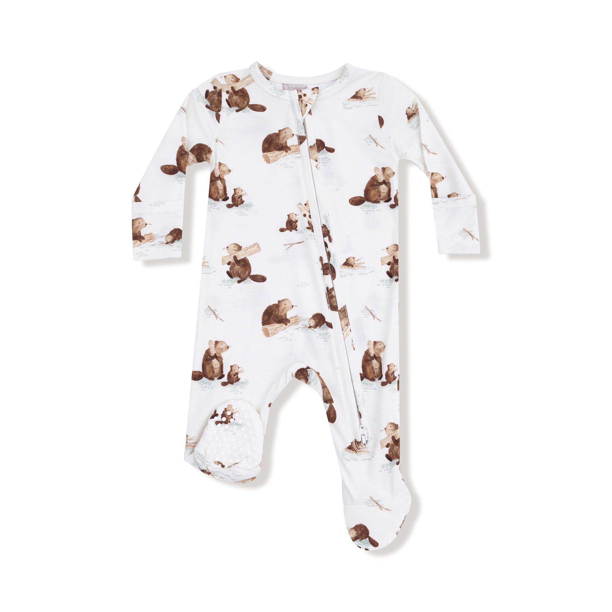Angel Dear Baby Boy Bamboo 2-Way Zip Footed PJ