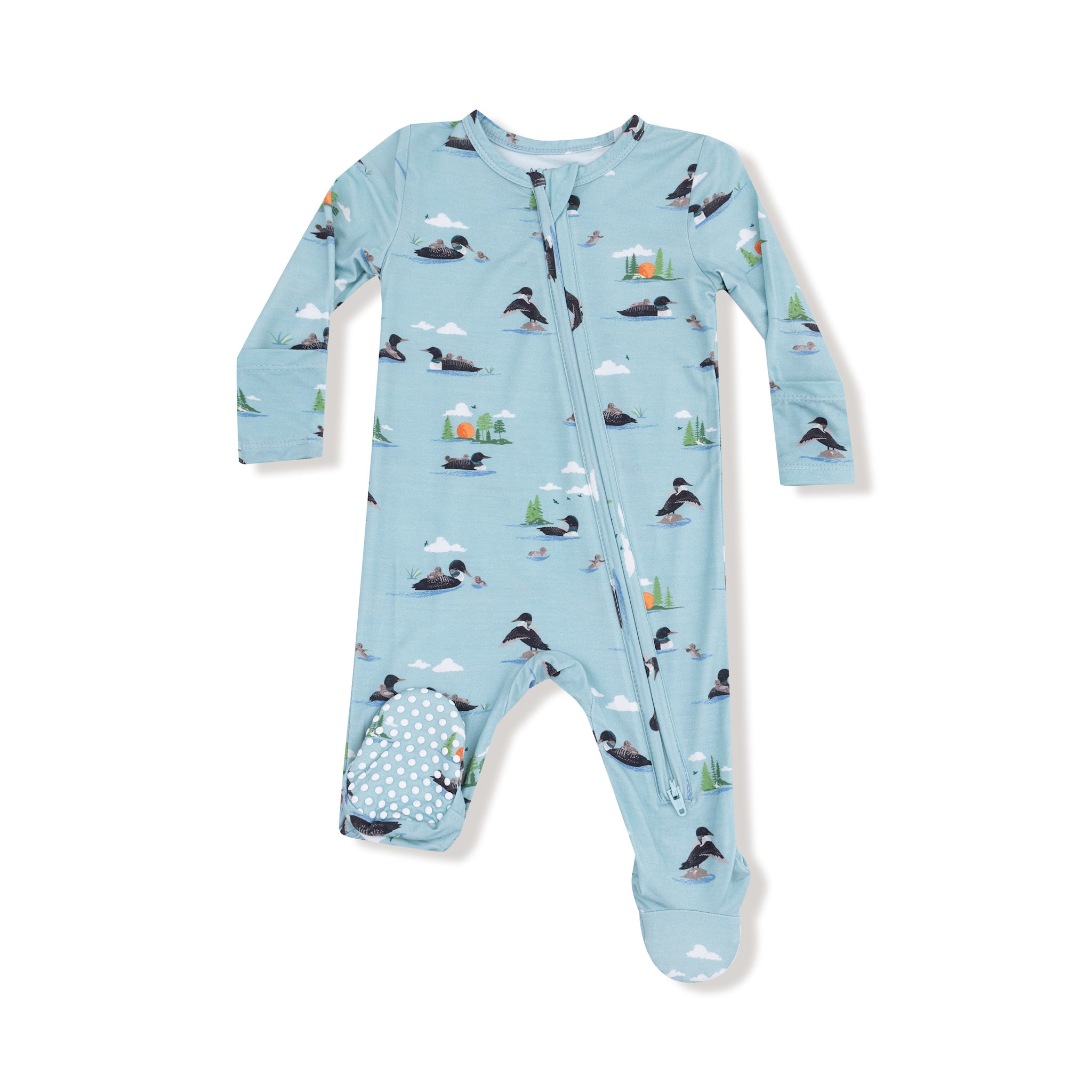Angel Dear Baby Boy Bamboo 2-Way Zip Footed PJ
