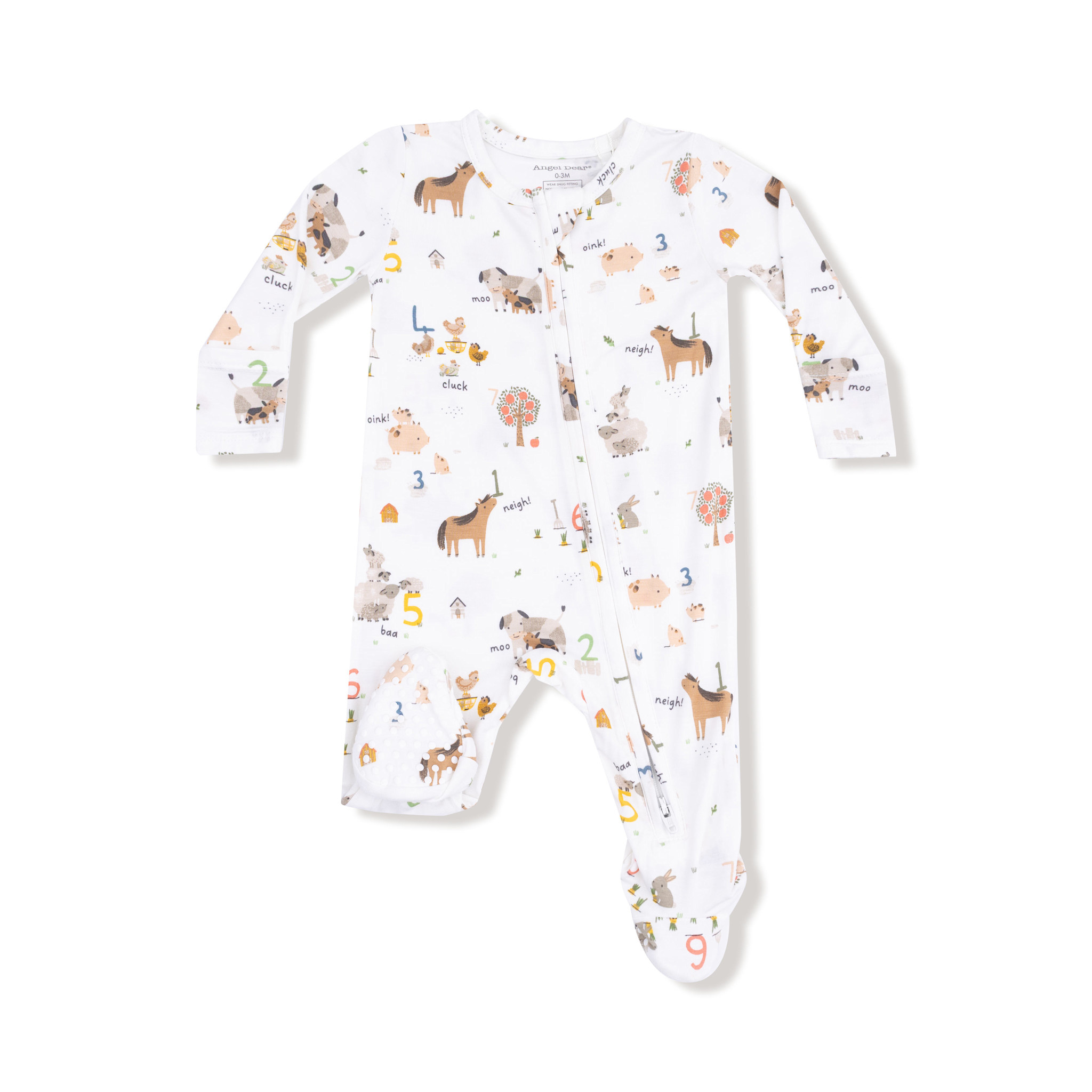Angel Dear Baby Boy Bamboo 2-Way Zip Footed PJ