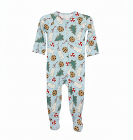 Sweet Bamboo Holiday Zipper Footie PJ Santa's Cookies