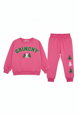 Haven Girl Holiday Girl "Grinchy" Sweatshirt/Jogger Set