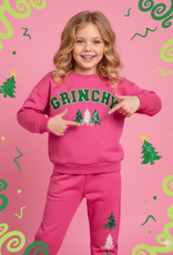 Haven Girl Holiday Girl "Grinchy" Sweatshirt/Jogger Set