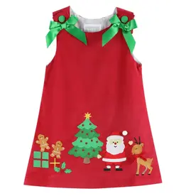 Lil Cactus Santa Corduroy Applique Bow Dress