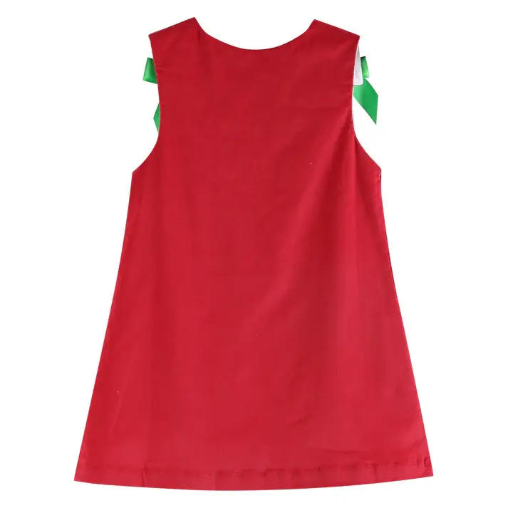 Lil Cactus Santa Corduroy Applique Bow Dress
