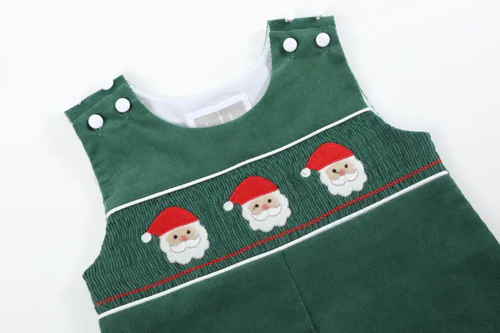 Lil Cactus Boys' Santa Smocked Overalls