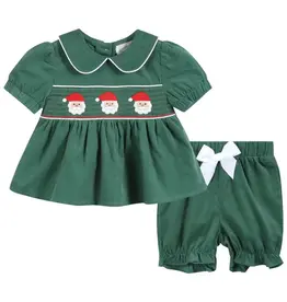 Lil Cactus Velvet Santa Smocked Dress & Bloomer