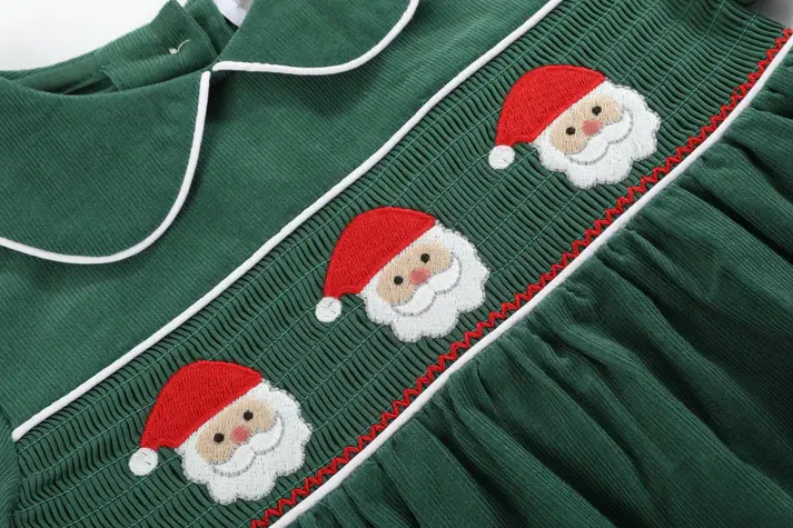 Lil Cactus Velvet Santa Smocked Dress & Bloomer