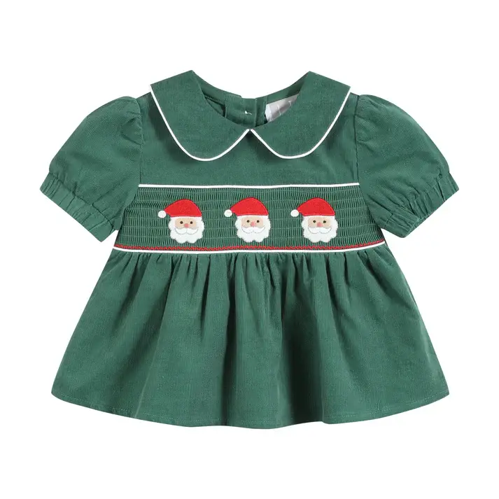 Lil Cactus Velvet Santa Smocked Dress & Bloomer