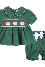 Lil Cactus Velvet Santa Smocked Dress & Bloomer