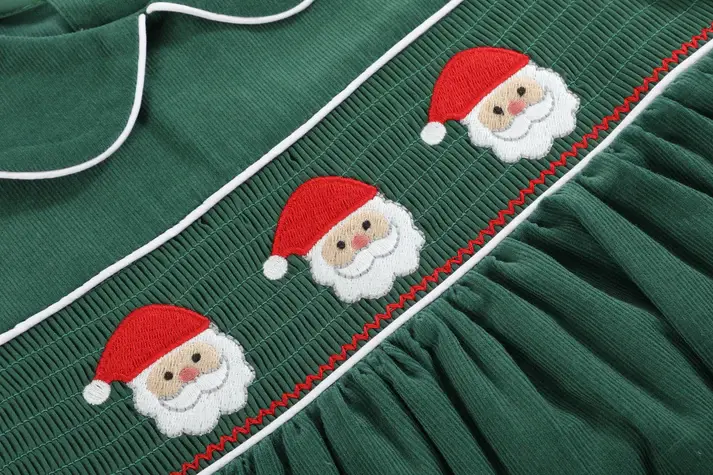 Lil Cactus Corduroy Santa Smocked Dress