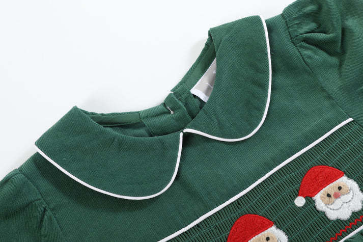 Lil Cactus Corduroy Santa Smocked Dress