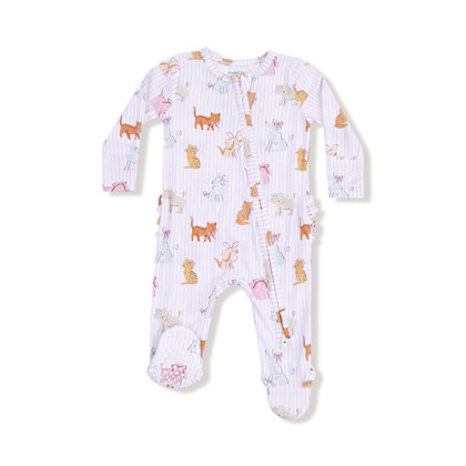 Angel Dear Baby Girl Bamboo Ruffled Footie Pj