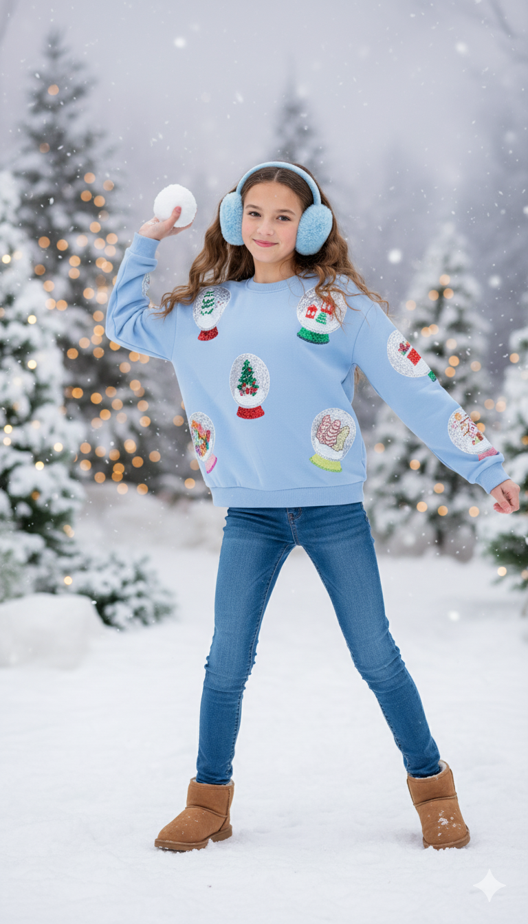 Queen of Sparkle Junior Snow Globe Sweatshirt