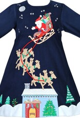 Cotton Kids Santa & Sleigh Corduroy L/S Dress