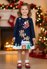 Cotton Kids Santa & Sleigh Corduroy L/S Dress