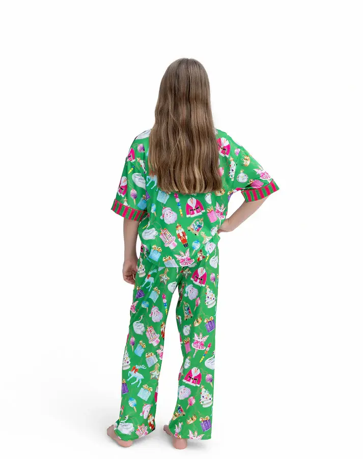 Sunshine Society Holiday Baubles Silky S/S Pant Set