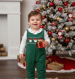 Lil Cactus Boys' Santa Smocked Overalls