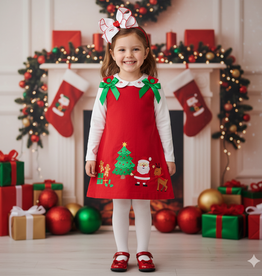 Lil Cactus Santa Corduroy Applique Bow Dress