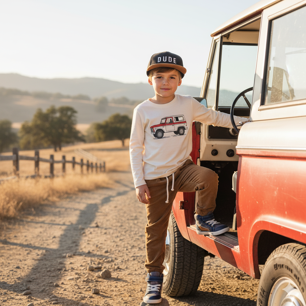 Me & Henry Boy's Vintage Bronco L/S Tee