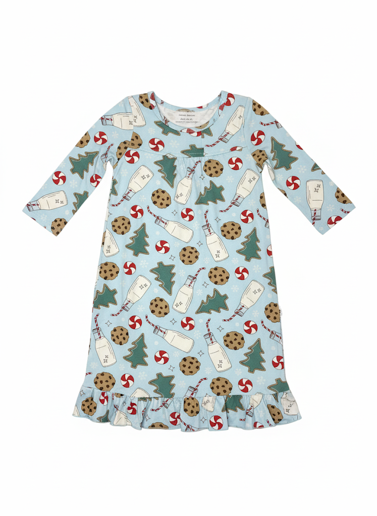 Sweet Bamboo Holiday Night Gown L/S Santa's Cookies