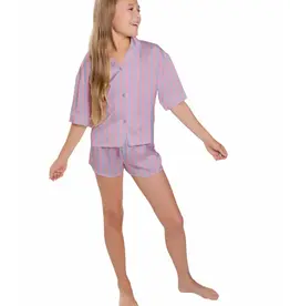 Sunshine Society Junior Girls 2 pc Short Silky Pj Set