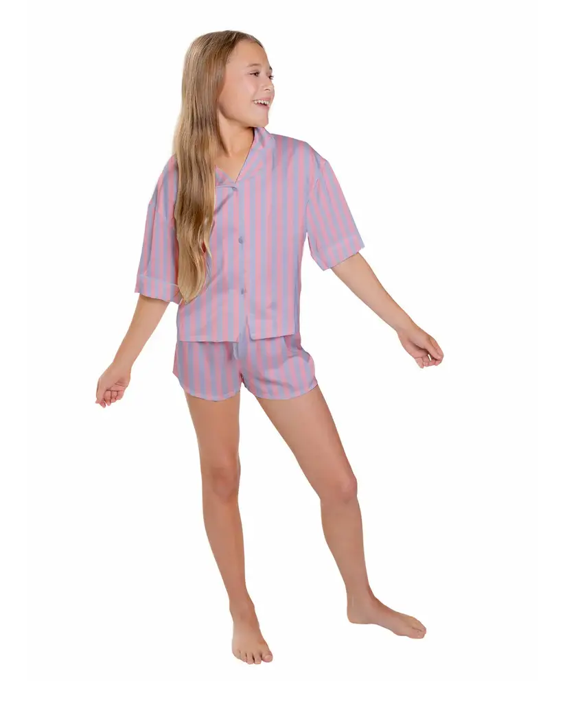 Sunshine Society Junior Girls 2 pc Short Silky Pj Set