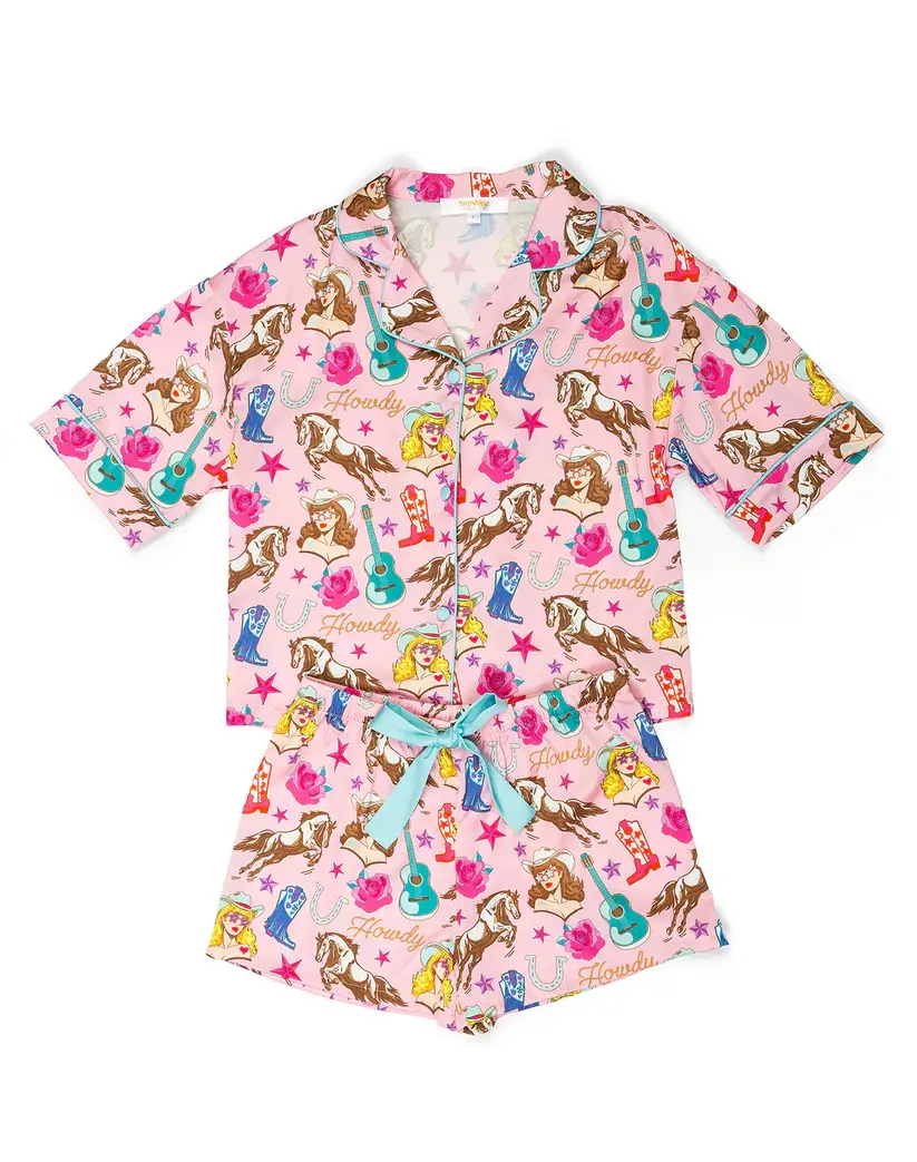 Sunshine Society Junior Girls 2 pc Short Silky Pj Set