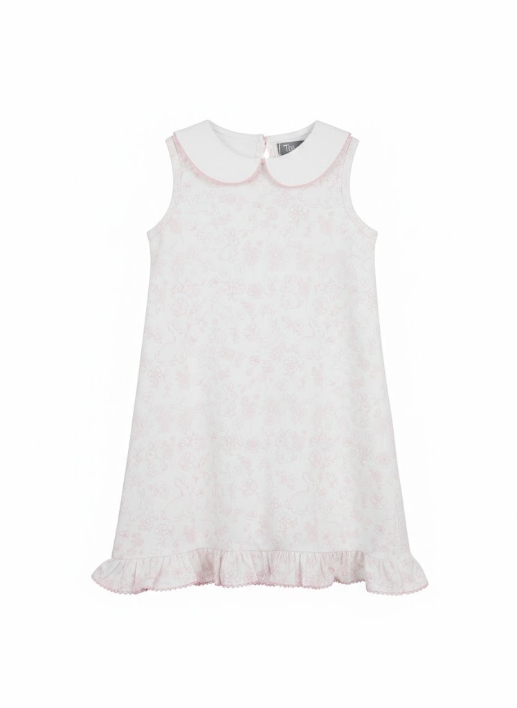 True Girls Peter Pan Collar Pink Bunny Dress