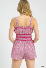 Umgee Smocked Floral Stripe Romper
