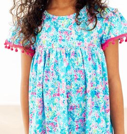 Mila & Rose Aqua Garden Pom Pom Dress