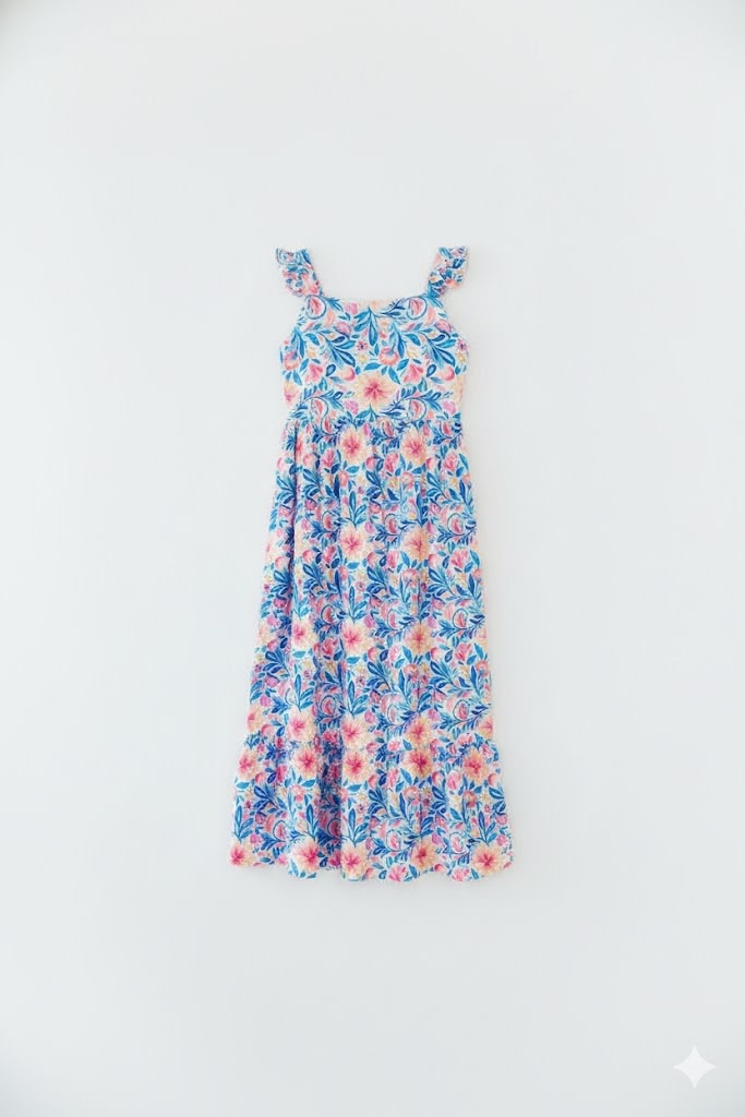 Mila & Rose Watercolor Floral Tiered Maxi Dress