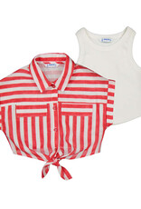 Mayoral Girl Tie Front S/S Blouse w/Tank