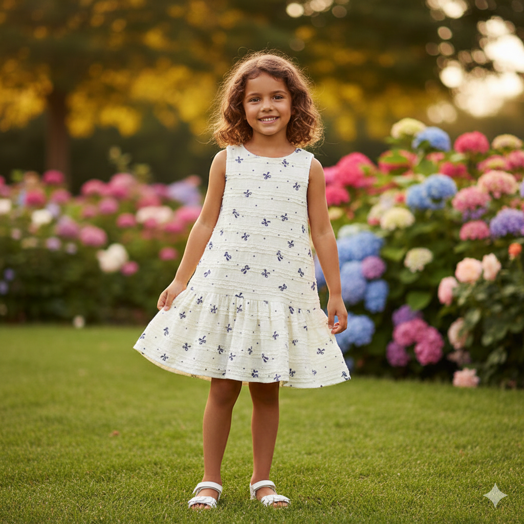 Mayoral Girls Navy Bow Textured Knit Dress