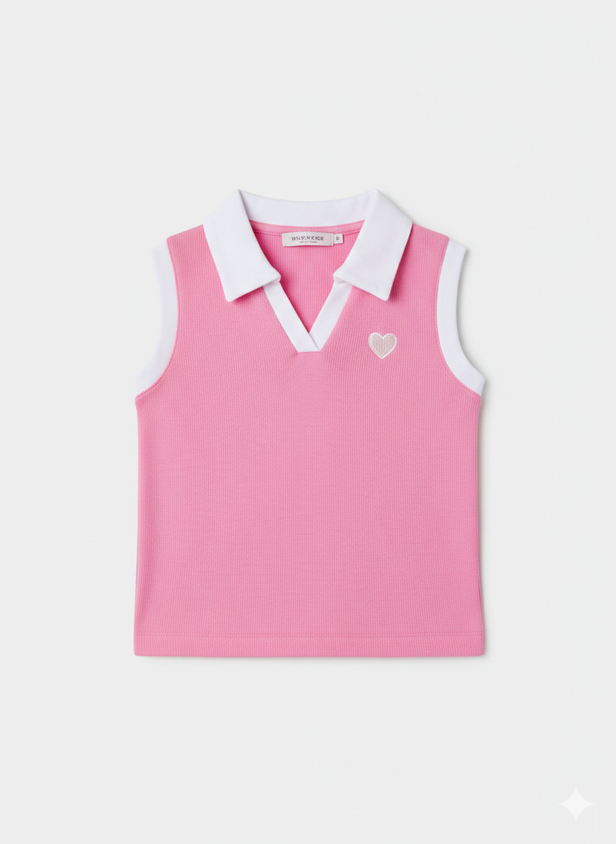 Design History Girl Collared Sleeveless Top