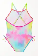 LimeApple Marbled 1 pc Swimsuit w/Emb Trim