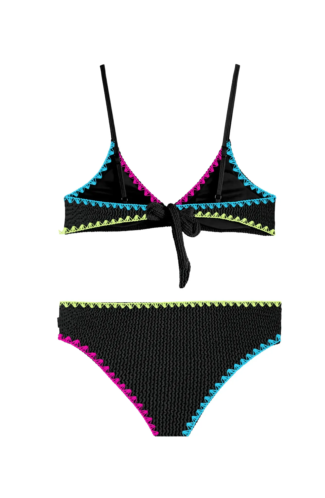 LimeApple Crinkle Triangle Emb Trim Bikini