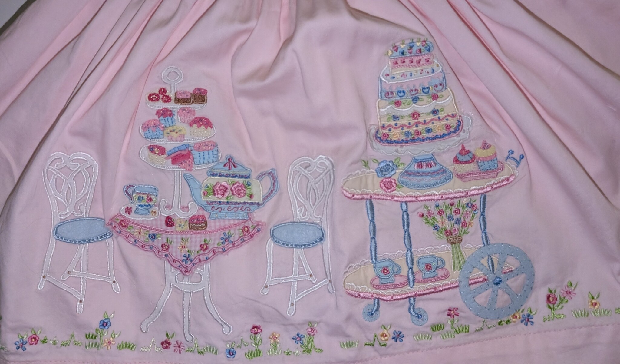 Cotton Kids Appliques and Embroidery Tea Party Dress