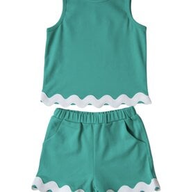 Banana Split Kids Girl 2 pc Short Set w/Ric-Rac Trim