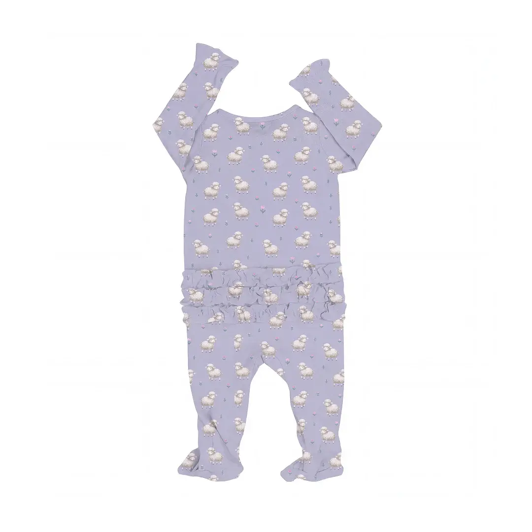 Sweet Bamboo Sweet Bamboo Ruffled Zipper Footie